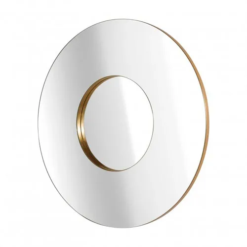 Modern Italian round mirror with gold edges